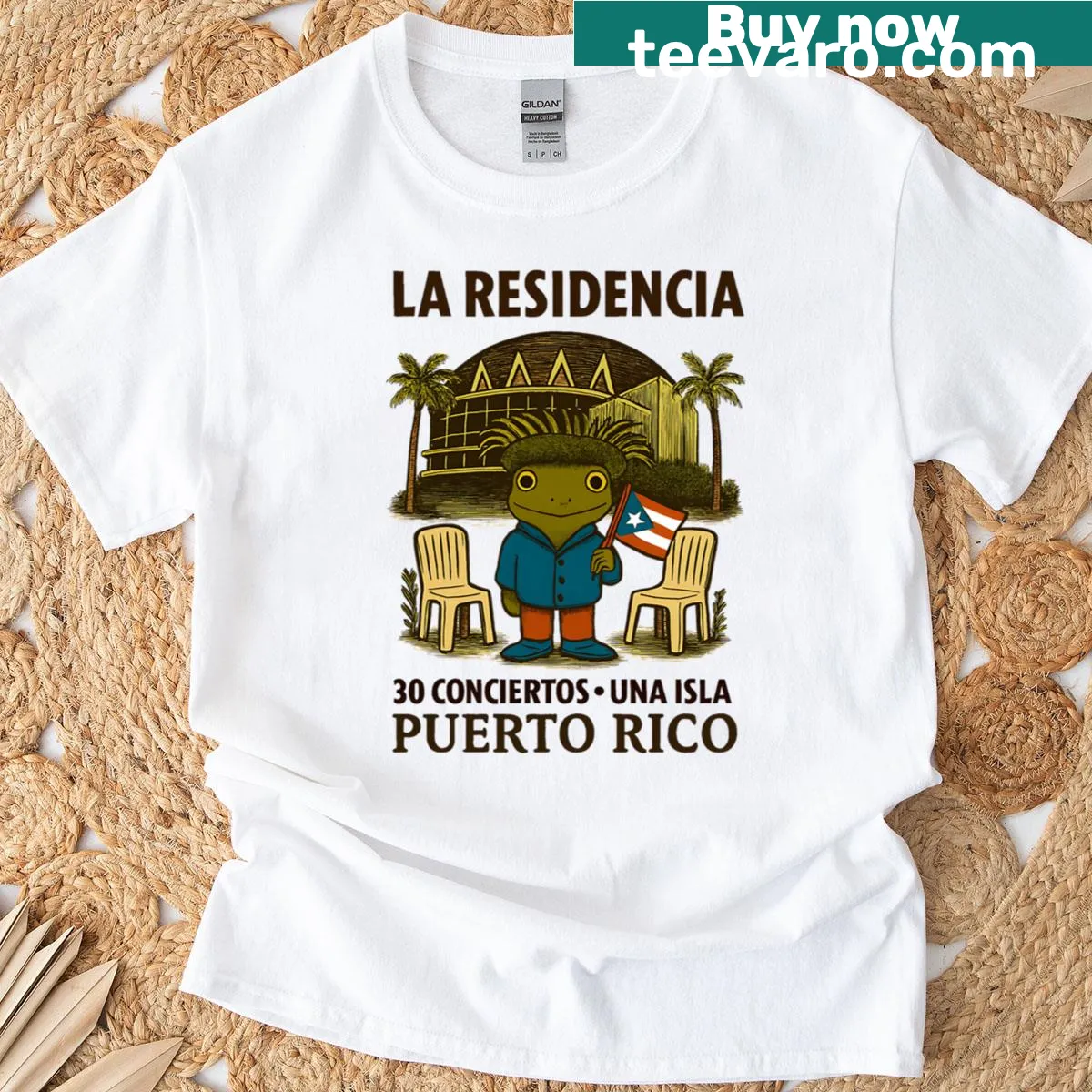 T-shirt featuring bold typography reading 'Puerto Rico' — on a men's t-shirt