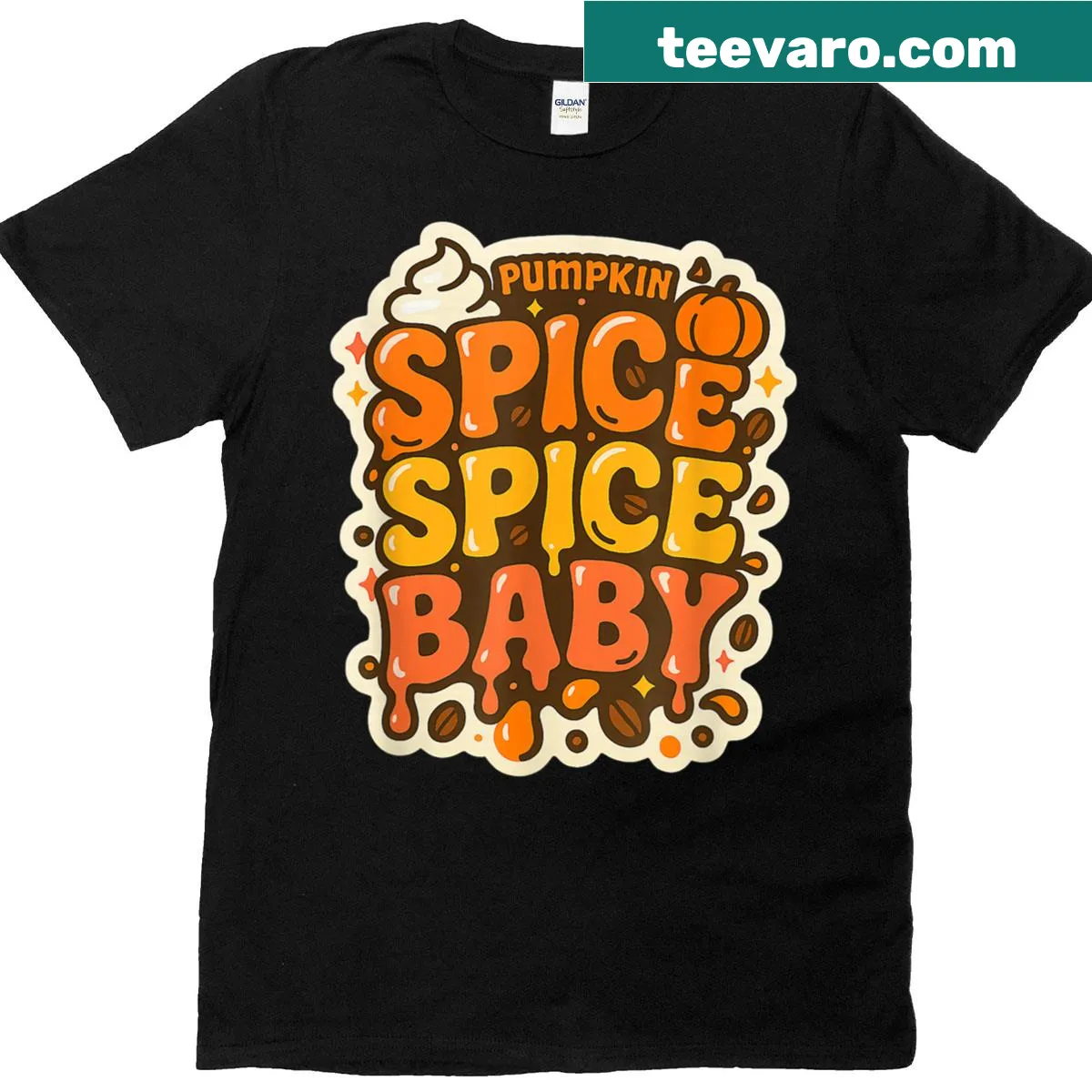 Vintage-style t-shirt featuring a funny pumpkin spice coffee design — on a men's t-shirt