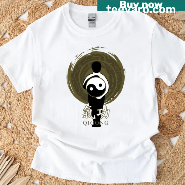 Graphic promoting Qi Gong practice on a t-shirt