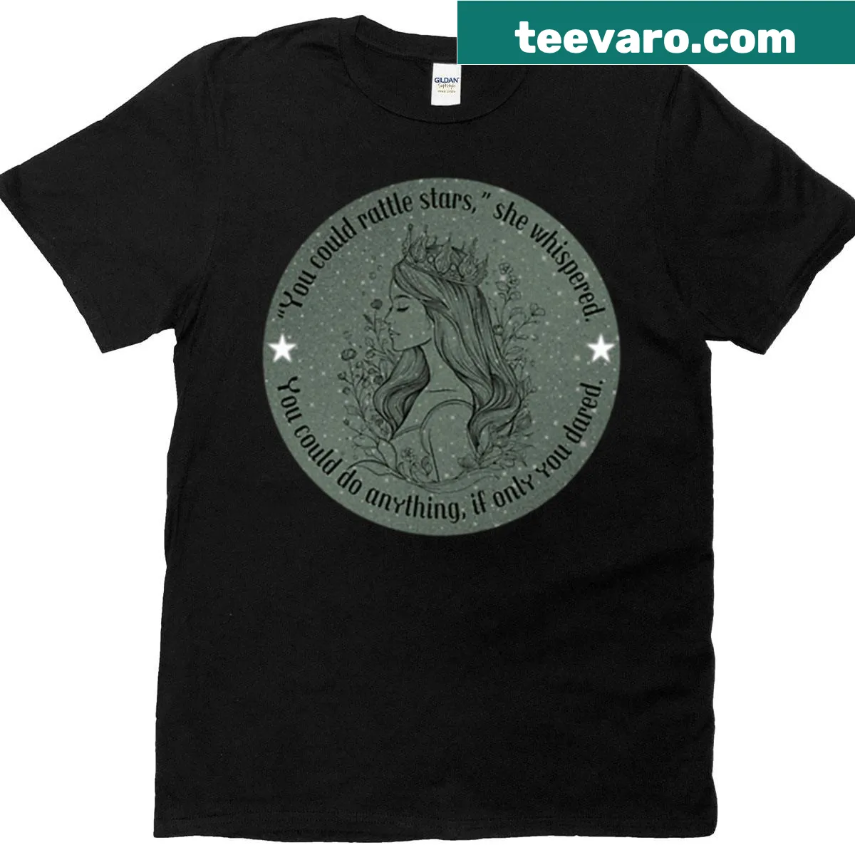 Inspirational T-shirt with 'Rattle The Stars' text — on a men's t-shirt