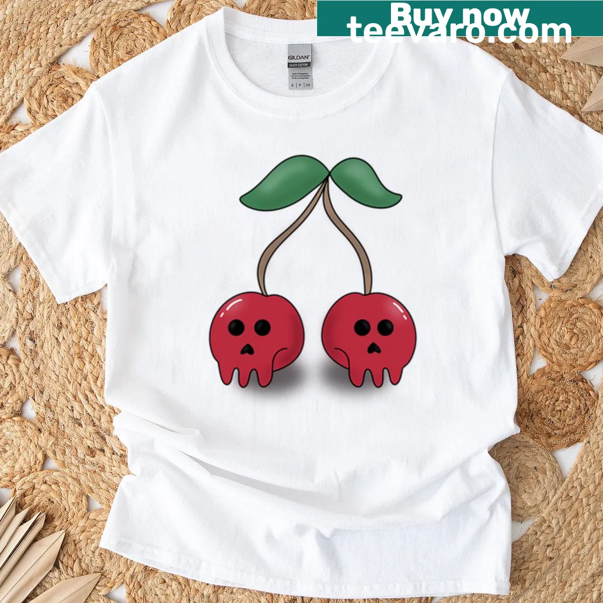 Playful graphic of skull cherries on T-shirt — on a men's t-shirt