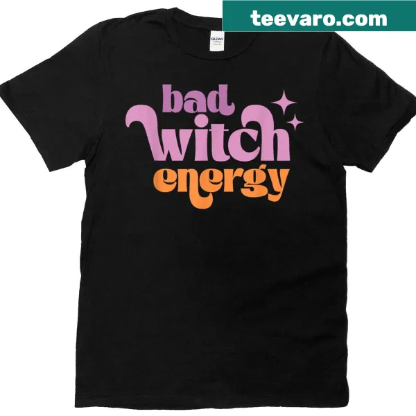Retro Halloween t-shirt with 'Bad Witch Energy' graphic