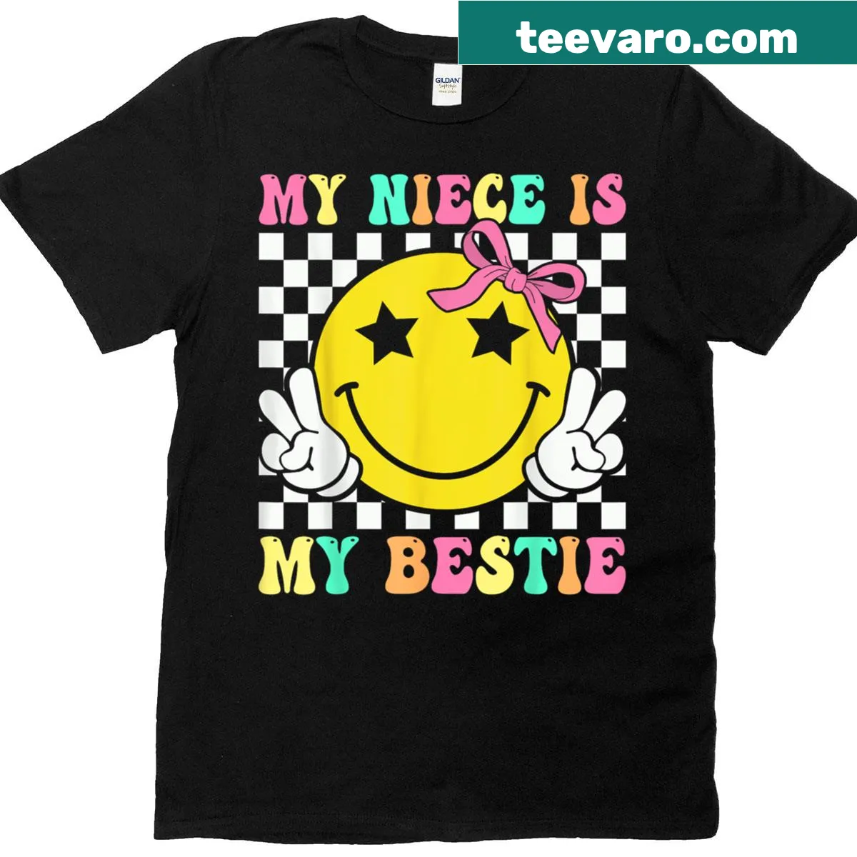 Matching aunt and niece T-shirt with playful typography — on a men's t-shirt