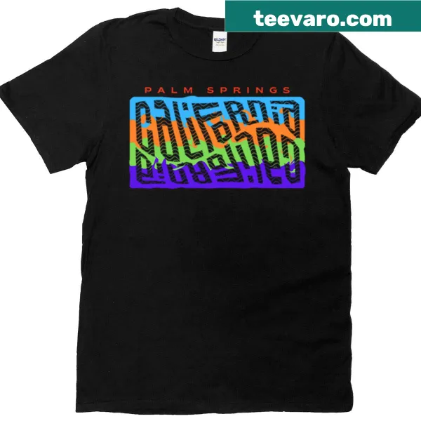 Retro T-shirt featuring wavy typography inspired by Palm Springs