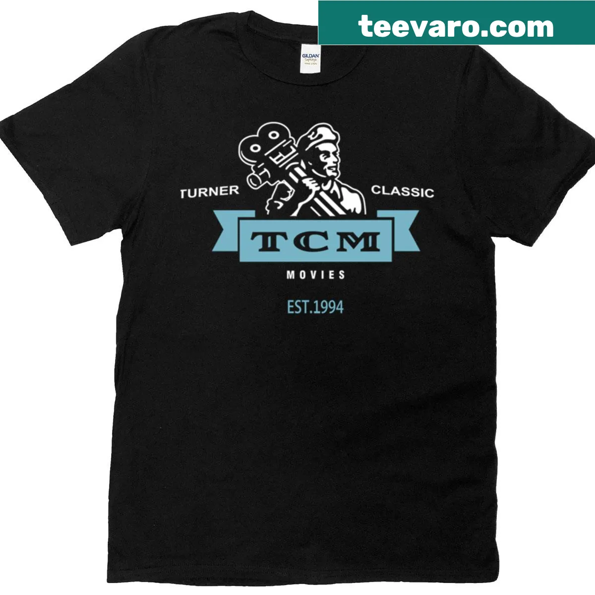 Vintage-style T-shirt featuring retro movie graphics inspired by Turner films — on a men's t-shirt