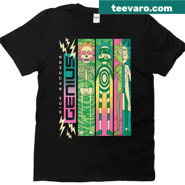 Cartoon T-shirt featuring dissection panels from Rick And Morty