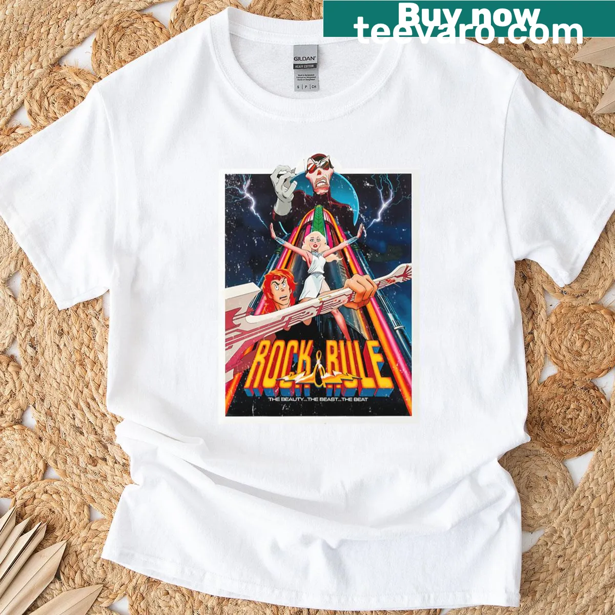 Retro T-shirt celebrating the iconic film 'Rock And Rule'. — on a men's t-shirt