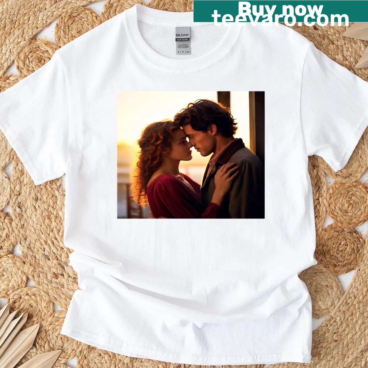 T-shirt illustrating themes of romance and love — on a men's t-shirt