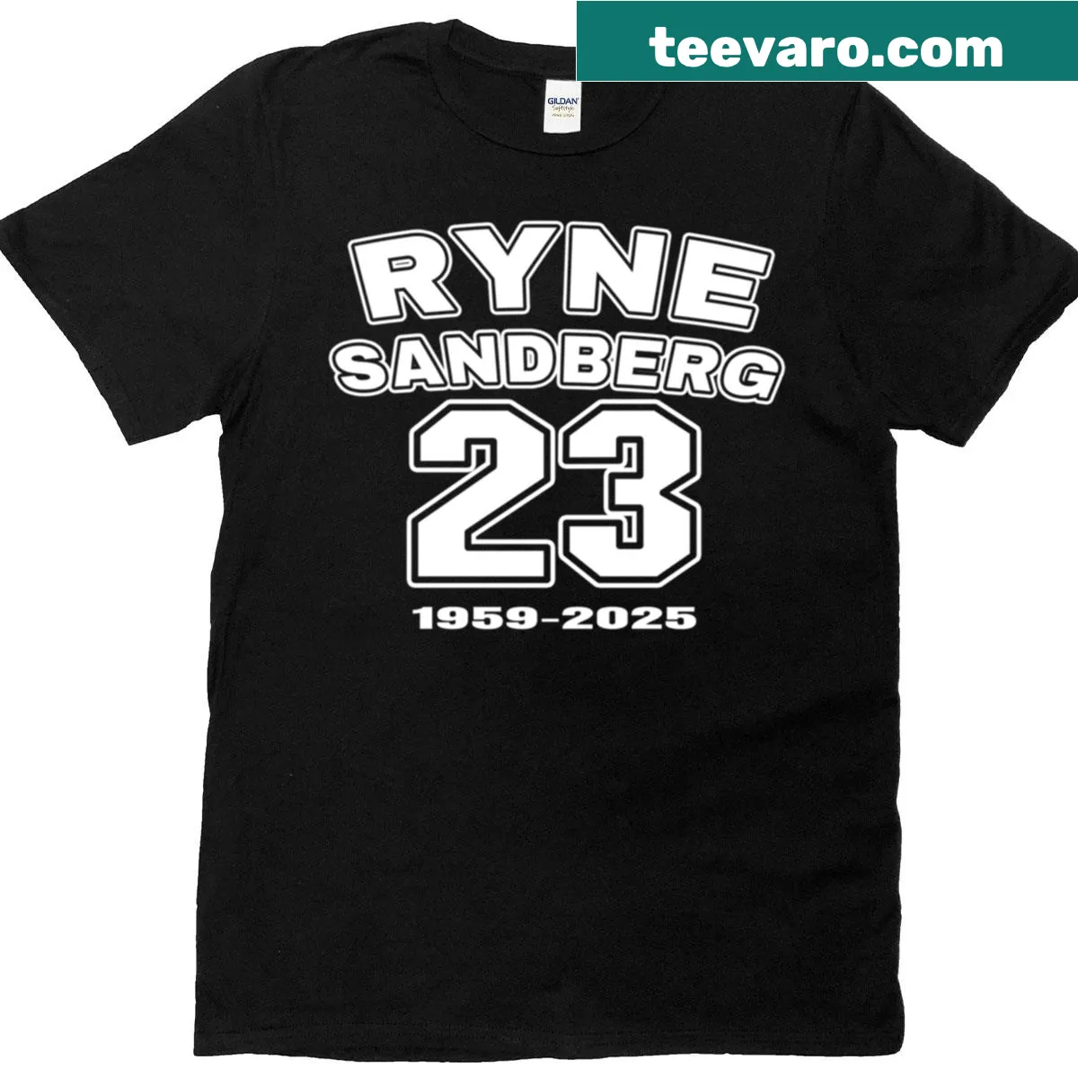 Ryne Sandberg 2 T-shirt featuring his name and jersey number. — on a men's t-shirt