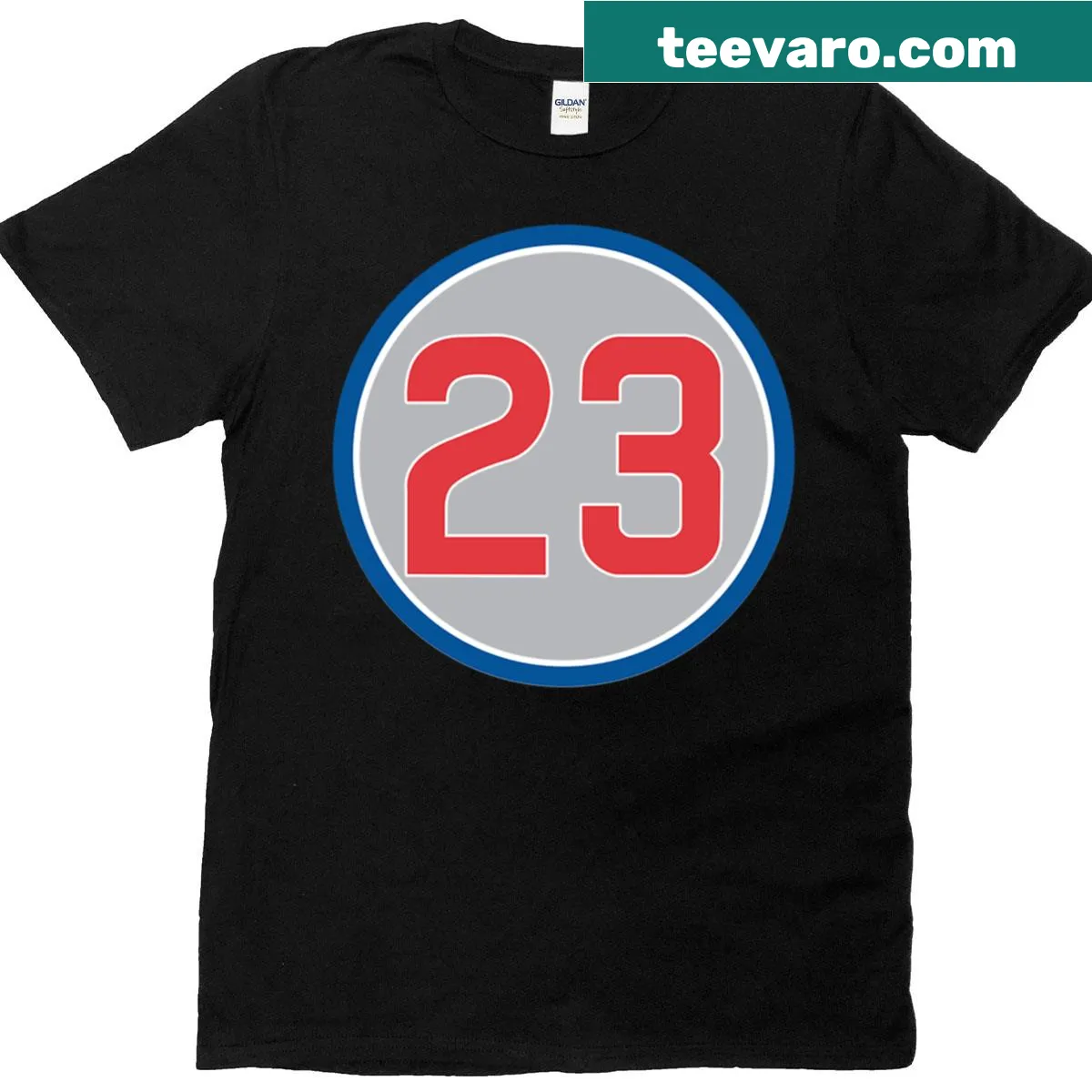Jersey number T-shirt featuring Ryne Sandberg's number 23 — on a men's t-shirt