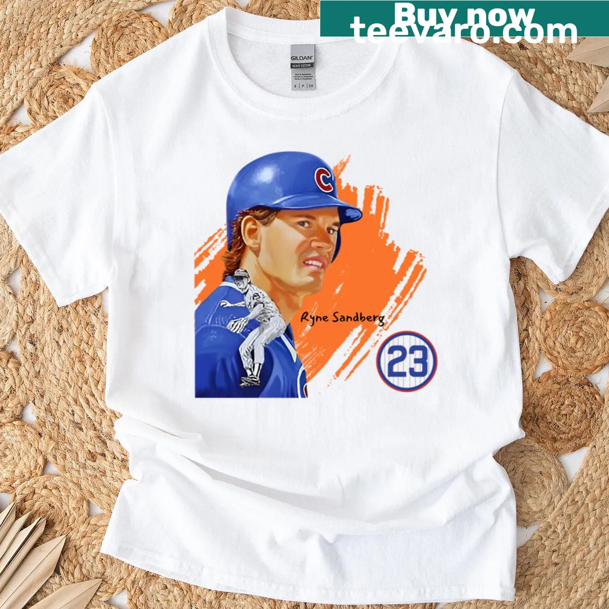T-shirt honoring Ryne Sandberg and the Chicago Cubs. — on a men's t-shirt