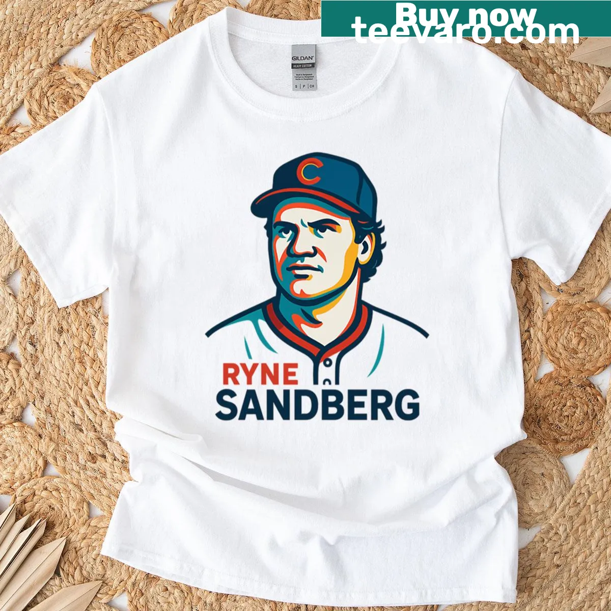 Ryne Sandberg Portrait T-shirt with player portrait design — on a men's t-shirt