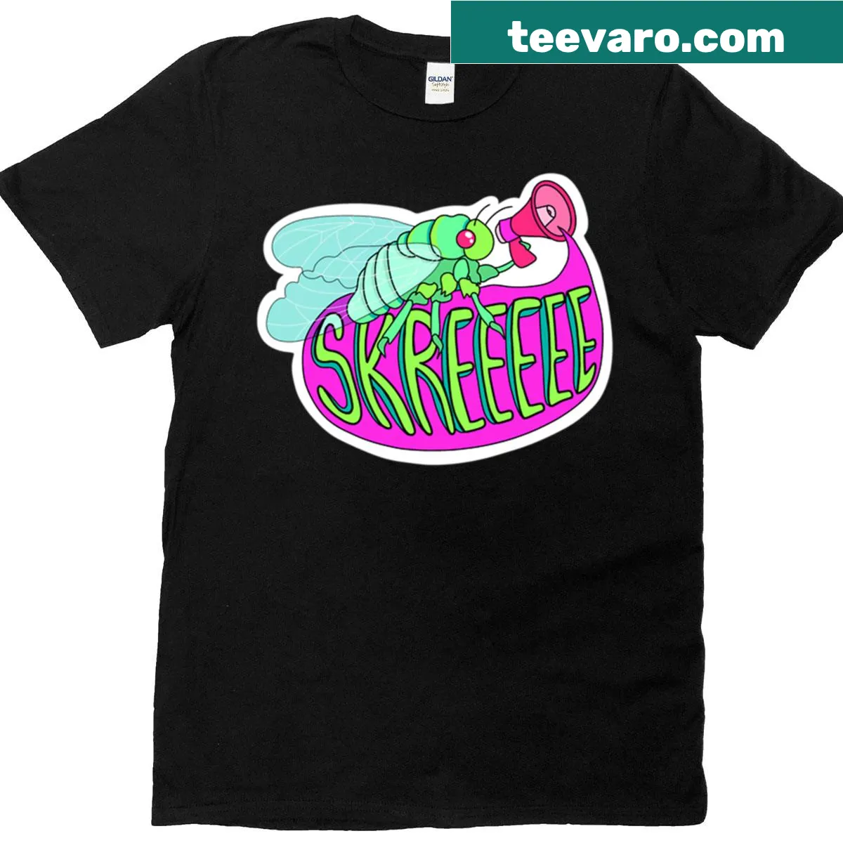 Playful cicada illustration on a T-shirt — on a men's t-shirt
