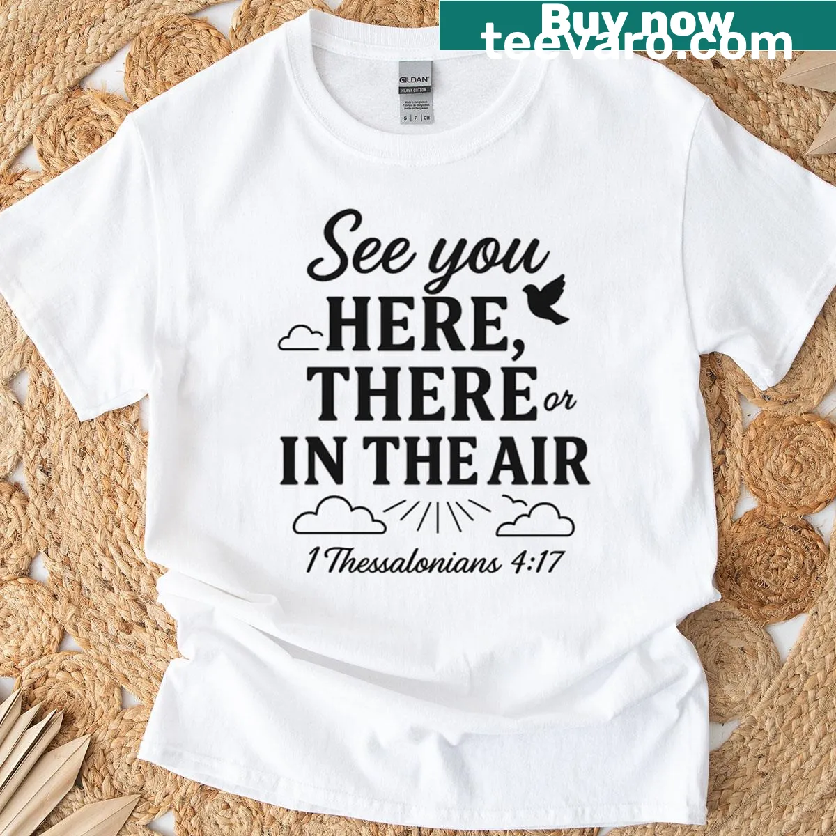 T-shirt with the phrase 'See You Here There Or In The Air' in stylish font — on a men's t-shirt