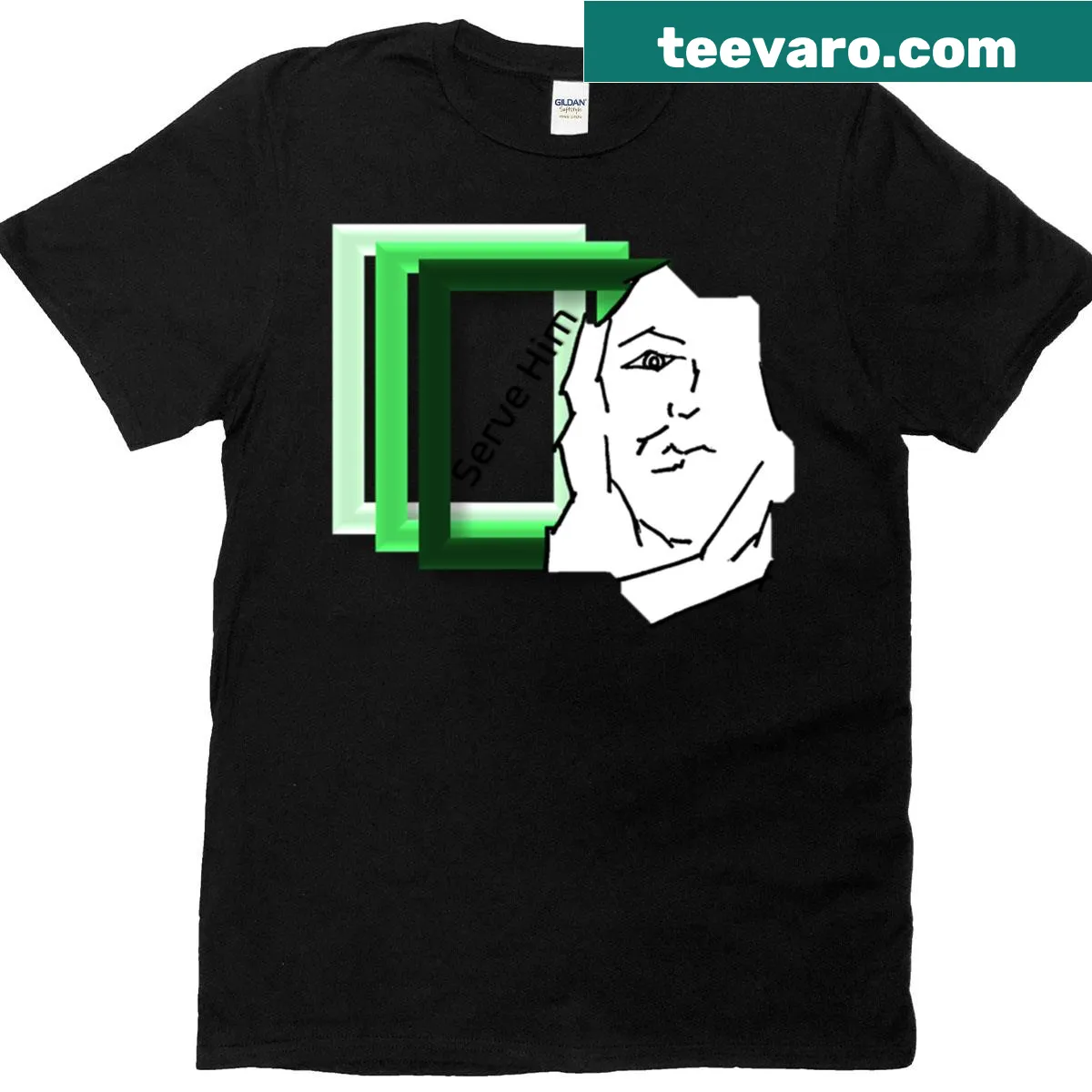Inspirational t-shirt with the phrase 'Serve Him Everywhere' in stylish typography — on a men's t-shirt