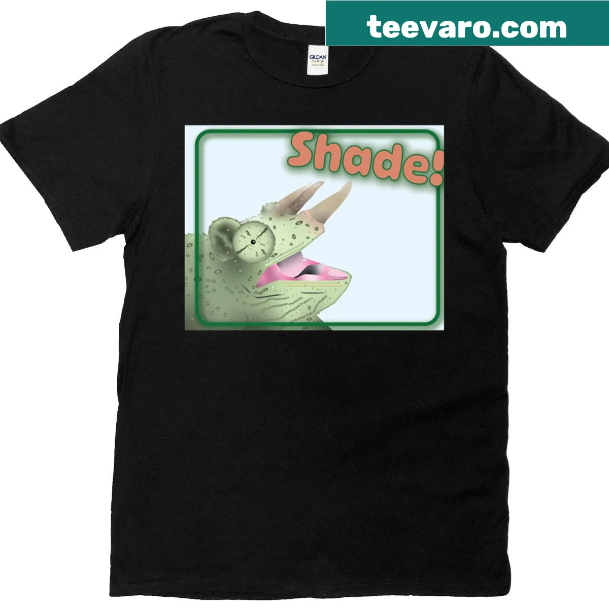 Chameleon cartoon graphic on a playful t-shirt — on a men's t-shirt