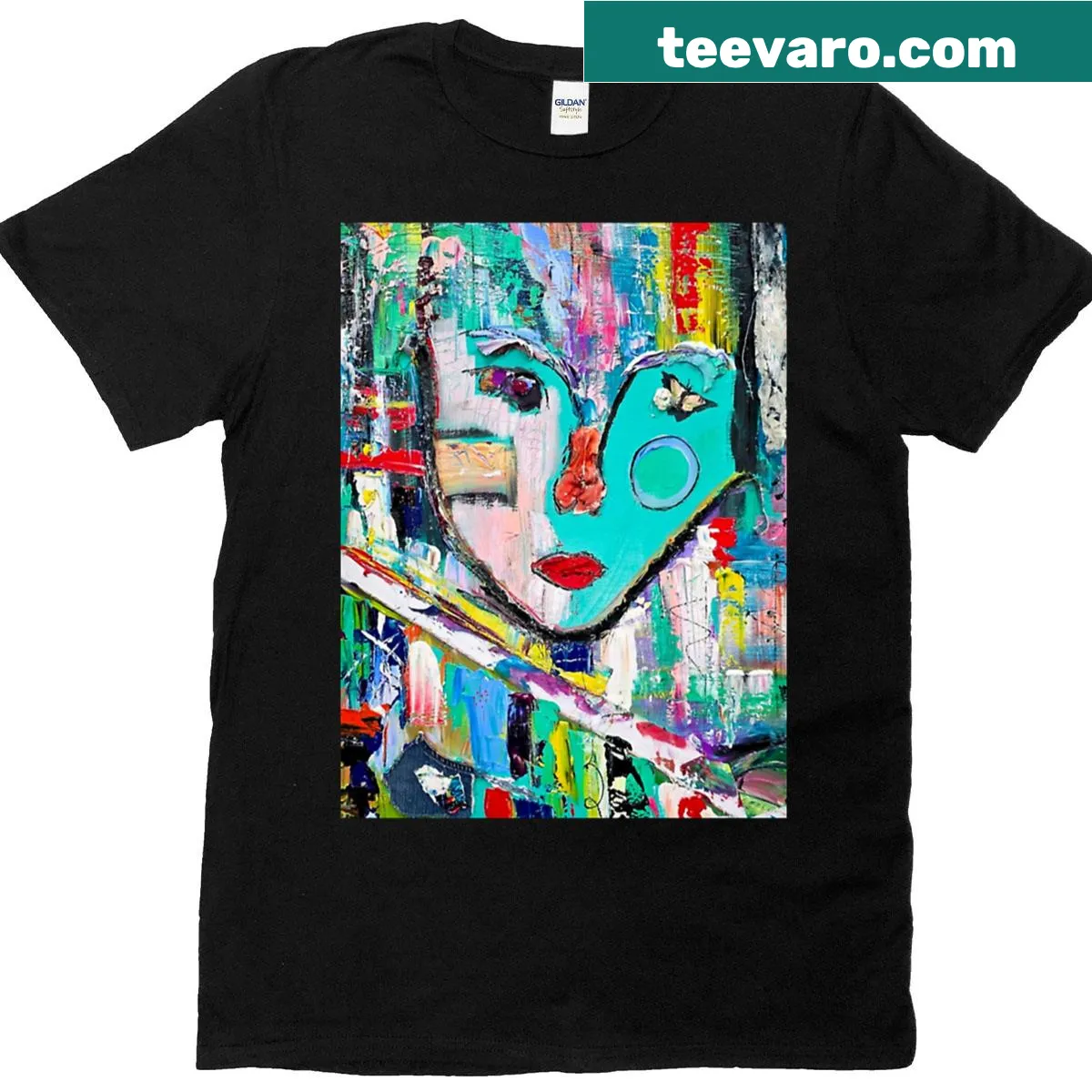Typographic design t-shirt with the phrase 'She Sees Through Color' — on a men's t-shirt