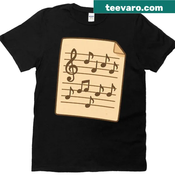 T-shirt featuring a detailed sheet of music design
