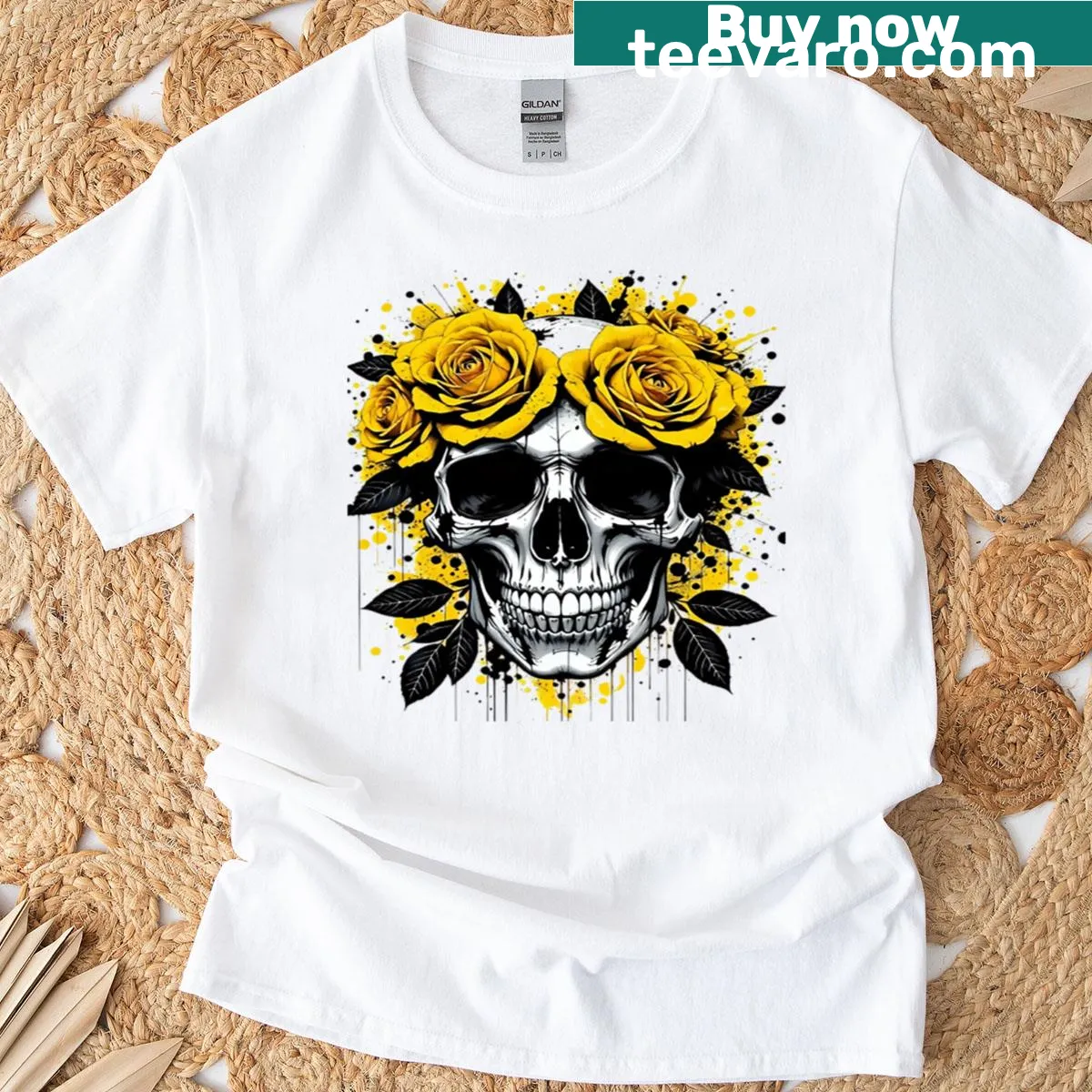 Intricate skull graphic t-shirt — on a men's t-shirt