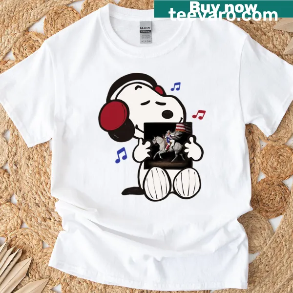 Playful T-shirt featuring Snoop Dogg listening to Cowboy Carter in a fun design.