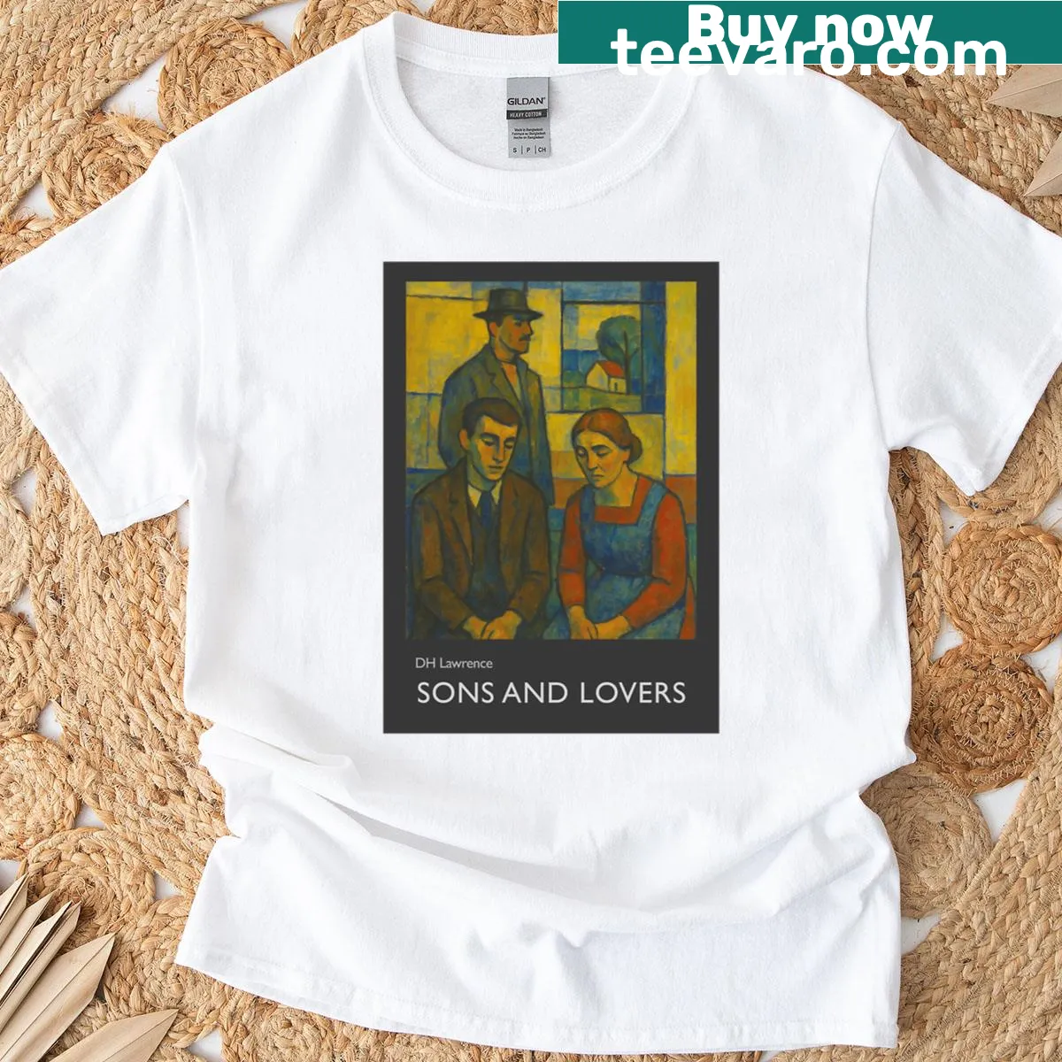 T-shirt featuring book cover art from Sons And Lovers — on a men's t-shirt