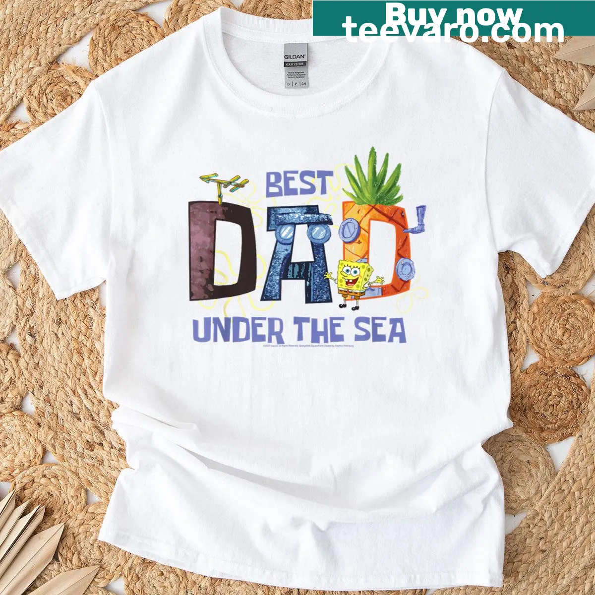 Spongebob Squarepants Best Dad Under The Sea T-shirt — on a men's t-shirt