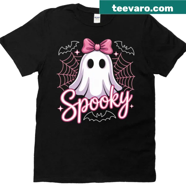 Adorable cartoon ghost t-shirt with playful Halloween design