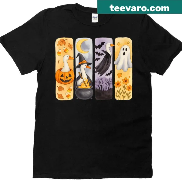 Fun Halloween t-shirt with ghost and pumpkin cartoon graphics