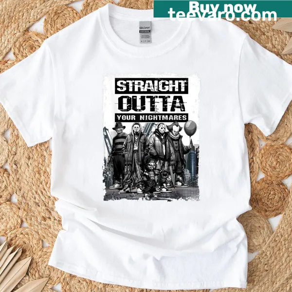 Edgy T-shirt with the phrase 'Straight Outta Nightmares'