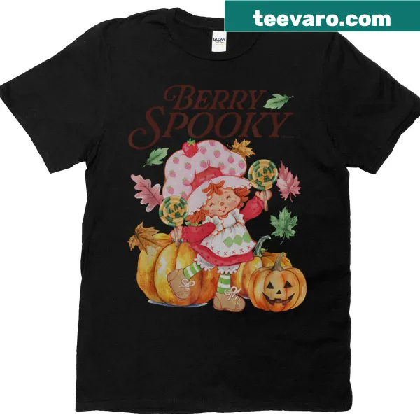 Cartoon Strawberry Shortcake Halloween design with pumpkins