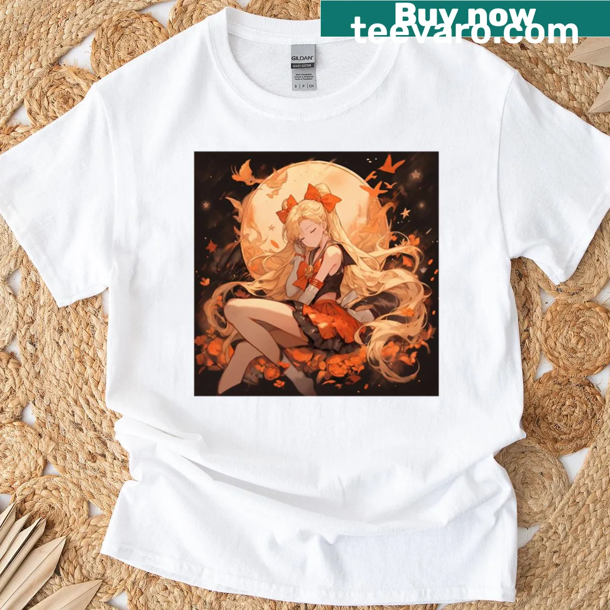 Stylized graphic of Sailor Venus in a fun anime-inspired design — on a men's t-shirt