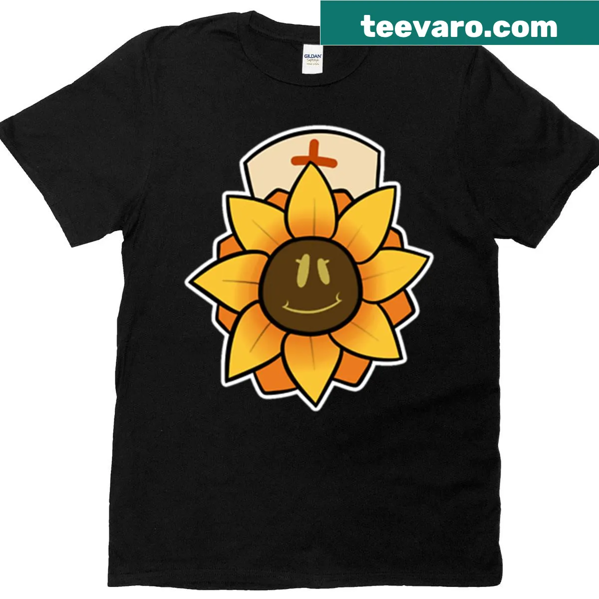 Cute t-shirt with whimsical sunflower design for kids — on a men's t-shirt