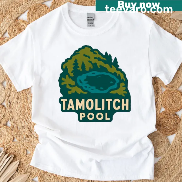 Vintage-style graphic of Tamolitch Blue Pool on a T-shirt