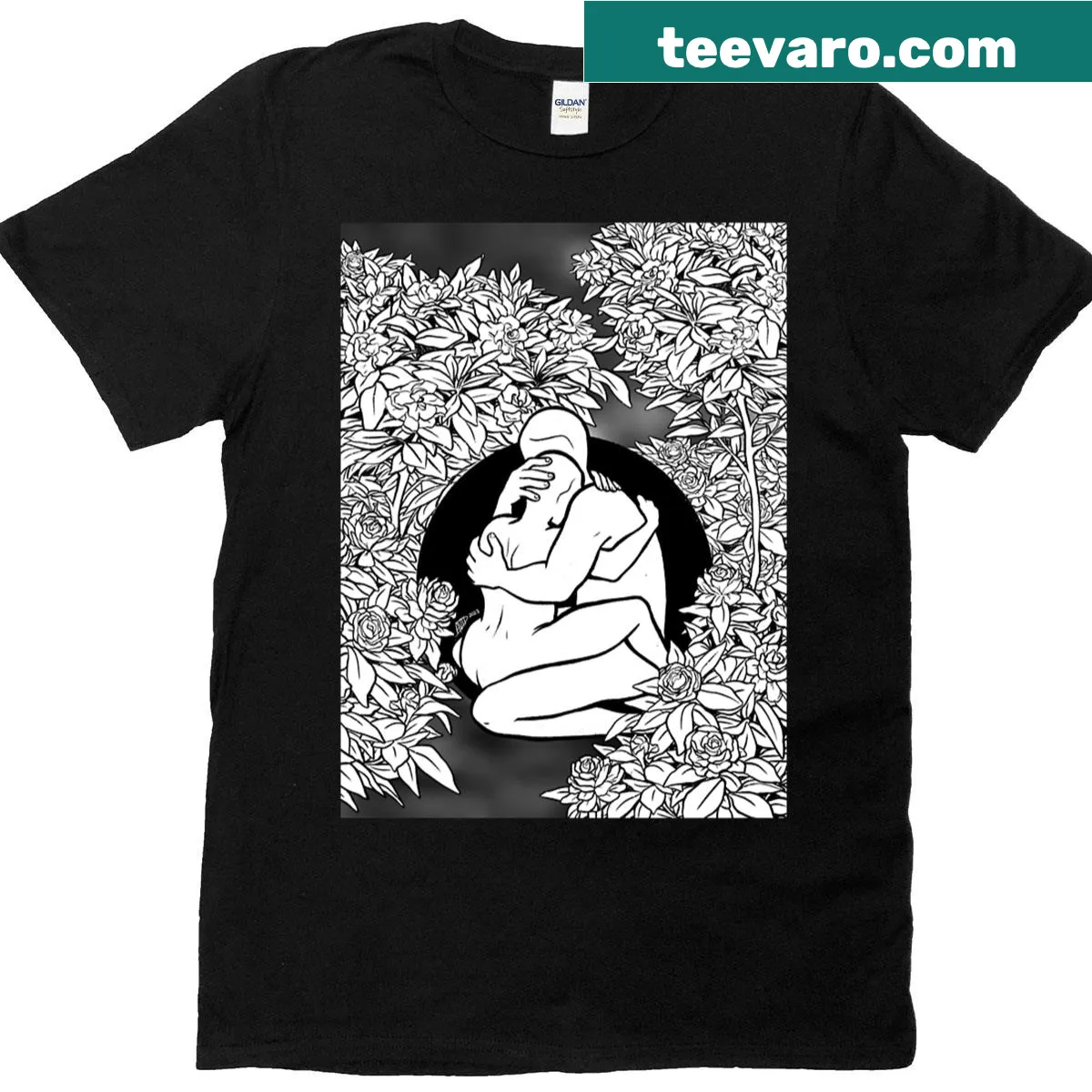 Floral illustration T-shirt featuring intricate blooming flowers — on a men's t-shirt