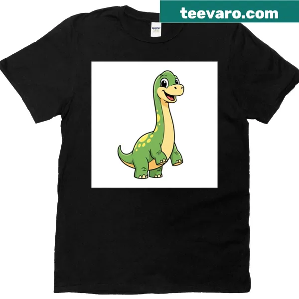 Playful cartoon brachiosaurus graphic t-shirt for kids