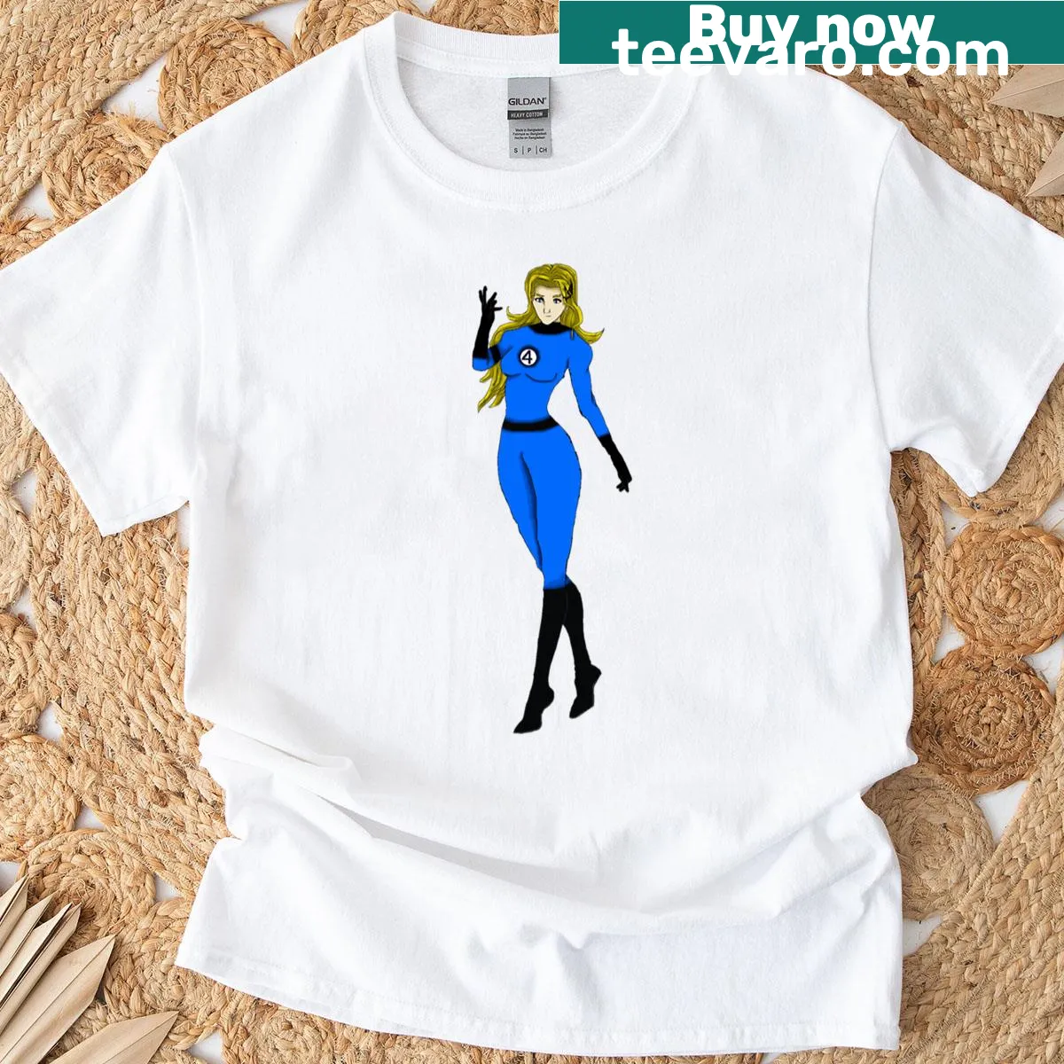 Illustration of the Invisible Woman on a stylish t-shirt — on a men's t-shirt