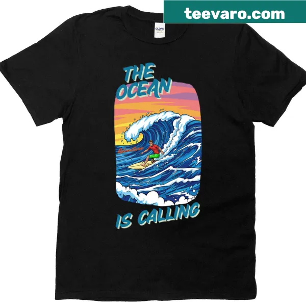 Surf adventure graphic T-shirt with ocean scene
