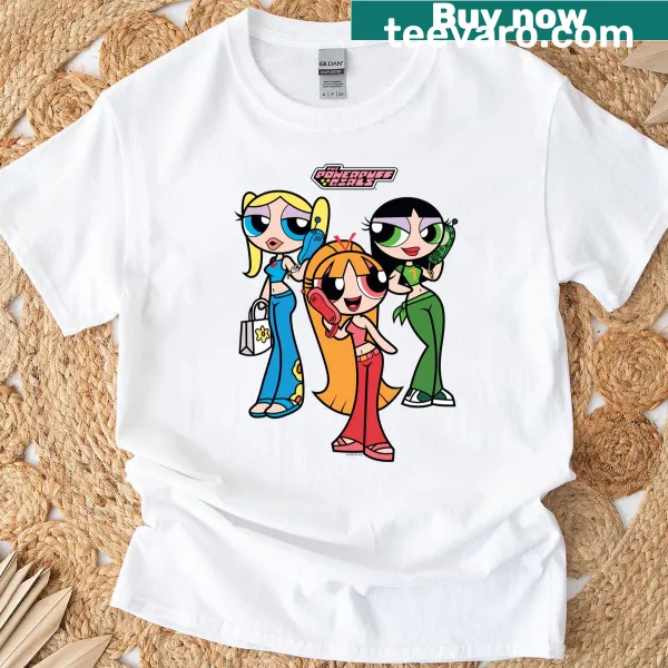 Cartoon graphic T-shirt featuring The Powerpuff Girls