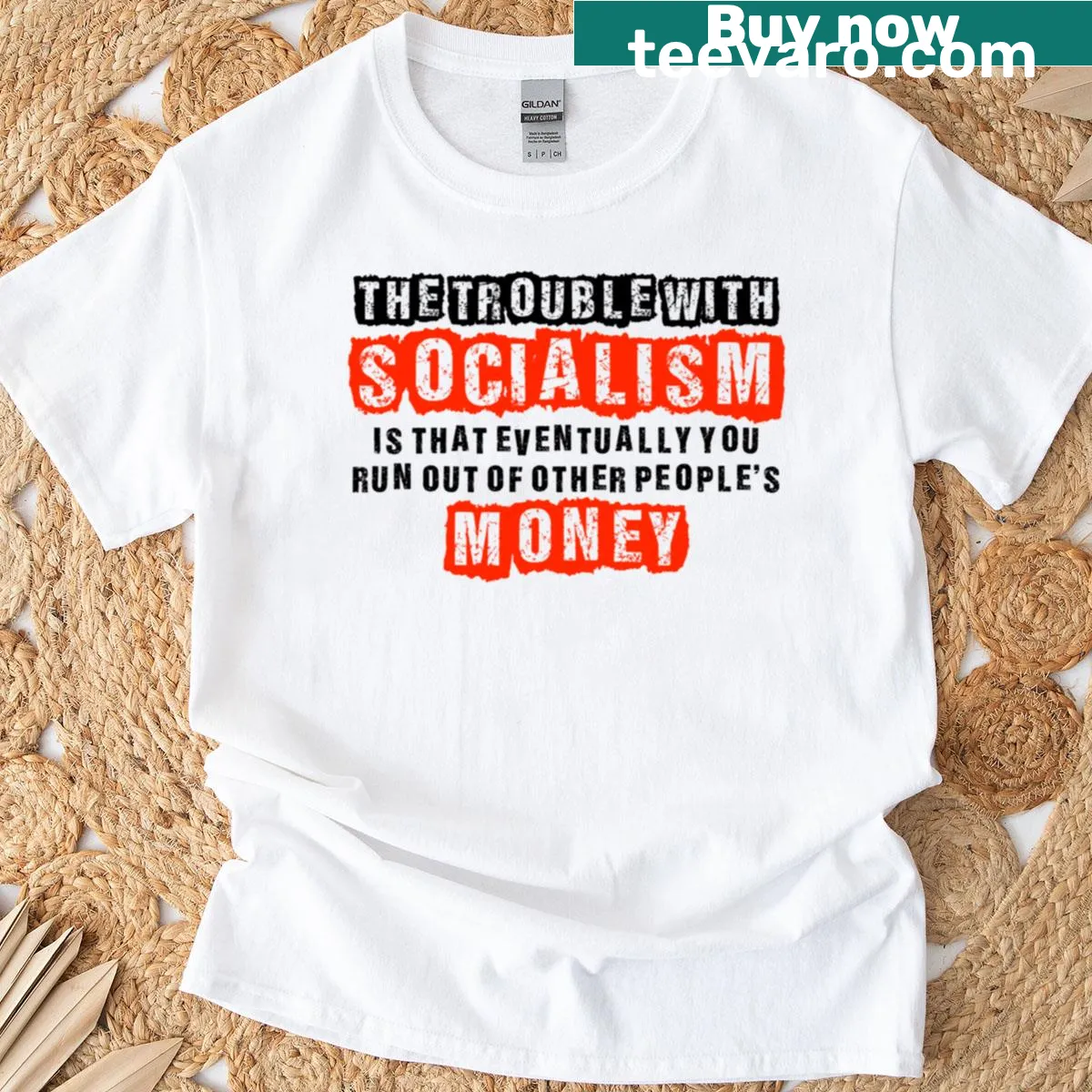 Margaret Thatcher quotation on socialism design on a T-shirt — on a men's t-shirt