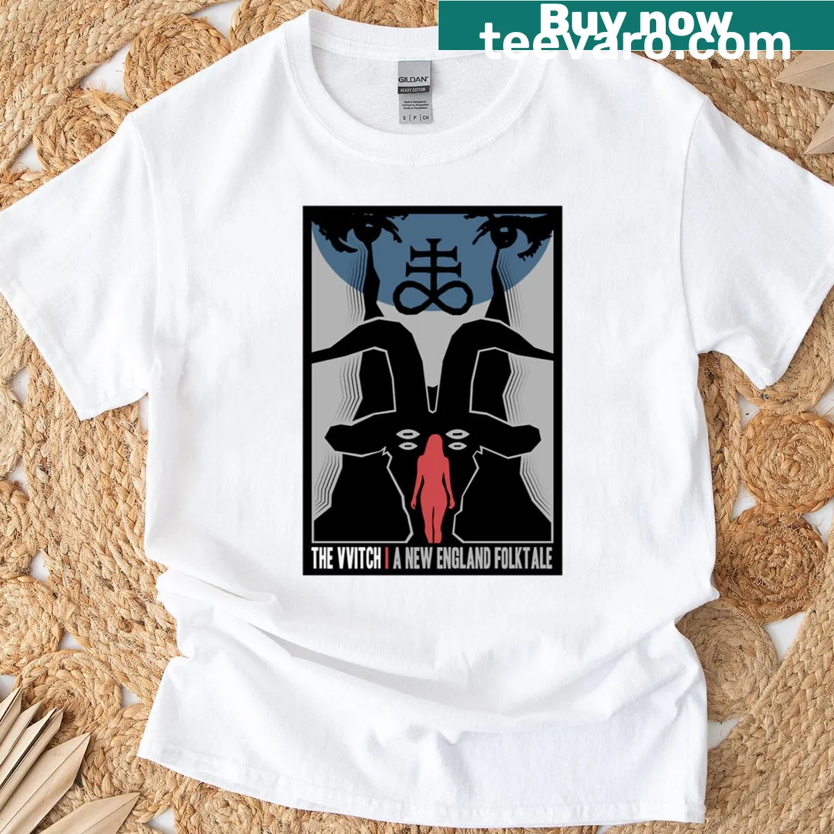 Eerie The Vvitch T-shirt featuring horror-themed illustration — on a men's t-shirt
