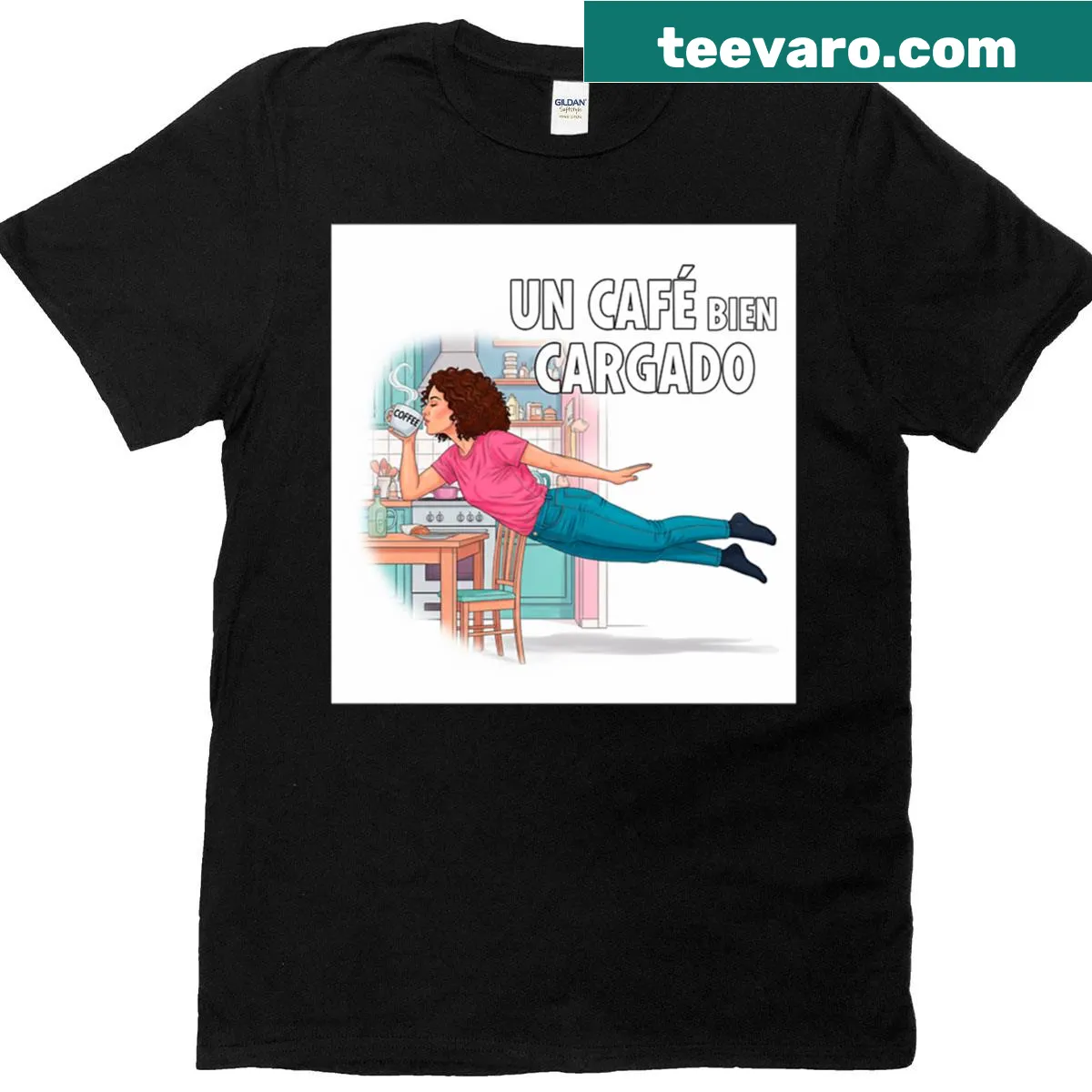 Funny T-shirt with typography stating 'This Coffee Has Superpowers' — on a men's t-shirt