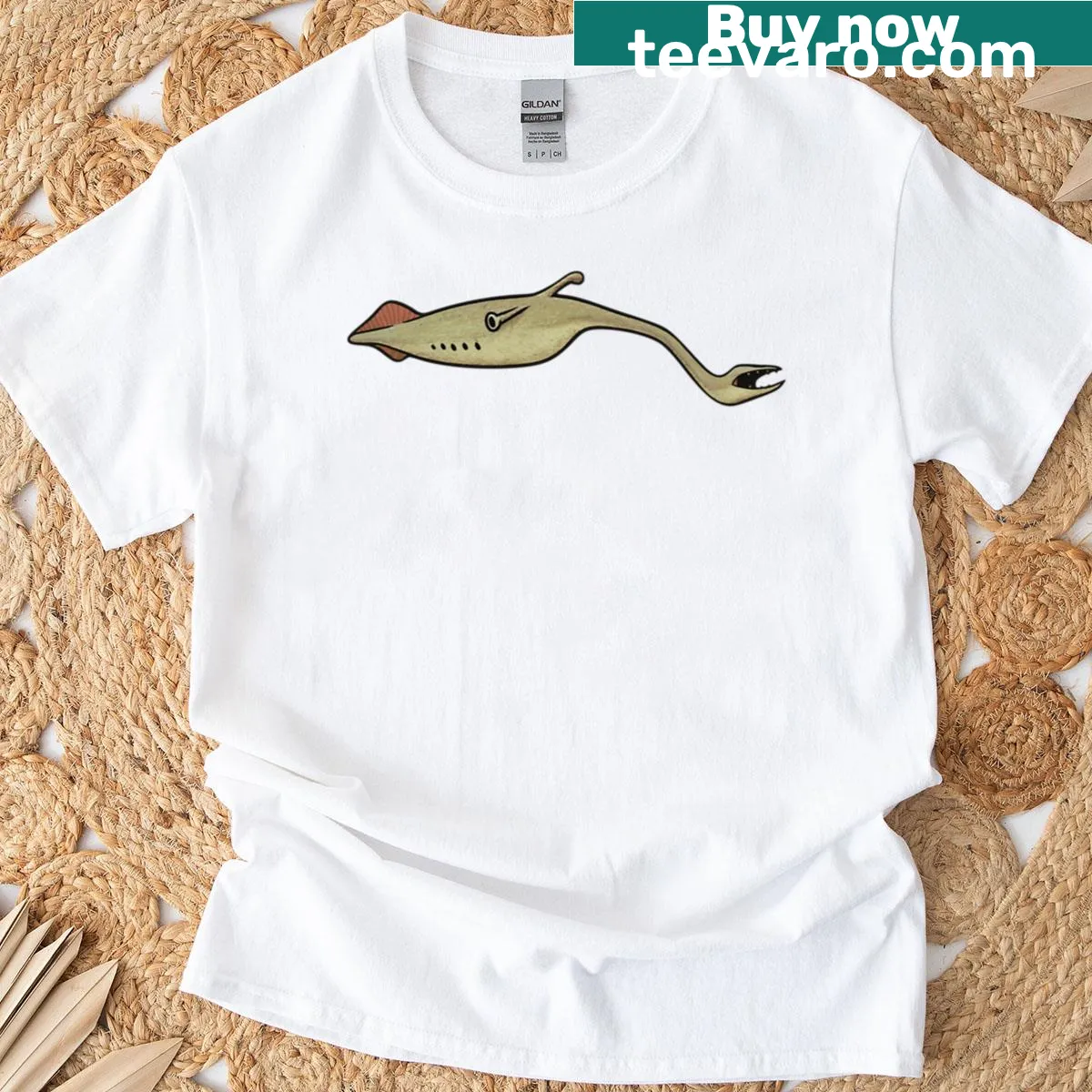 Illustration of Tully Monster on a T-shirt — on a men's t-shirt
