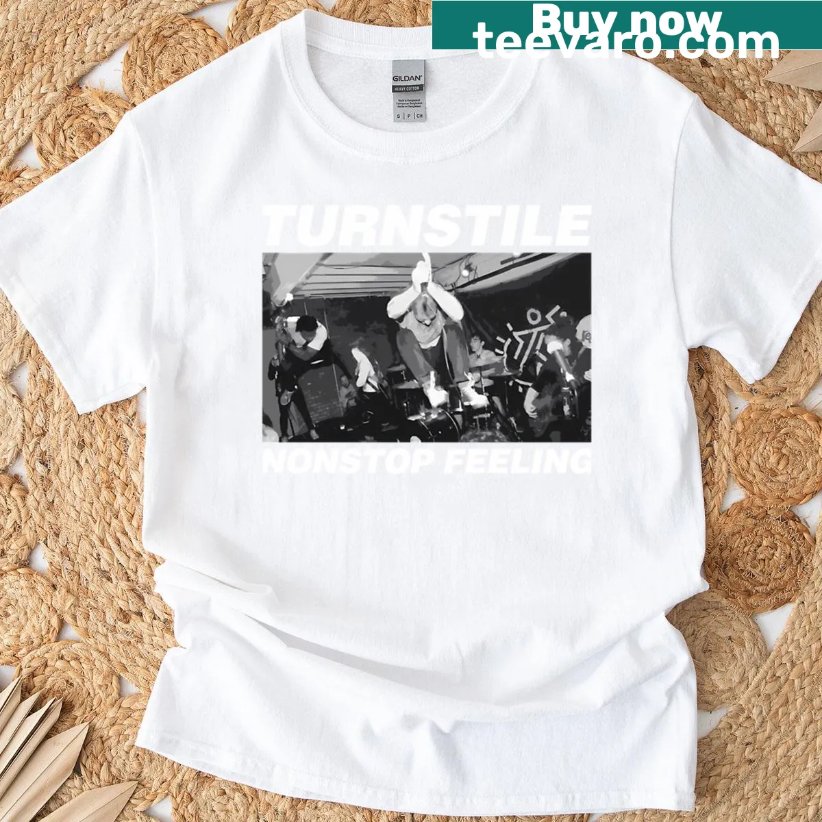 Dynamic illustration of a turnstile jump on a t-shirt — on a men's t-shirt