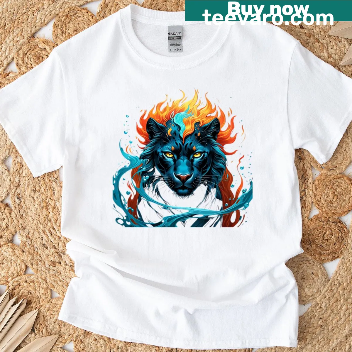 Underwater panther illustration on a T-shirt — on a men's t-shirt