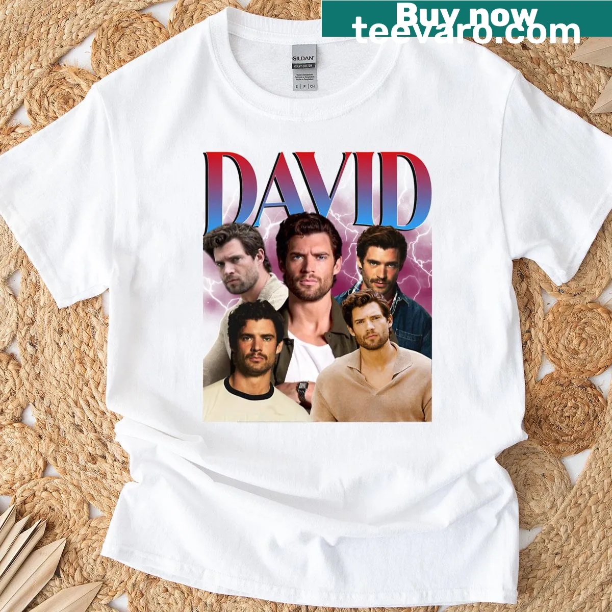 Vintage t-shirt featuring bootleg David design from the 90s — on a men's t-shirt