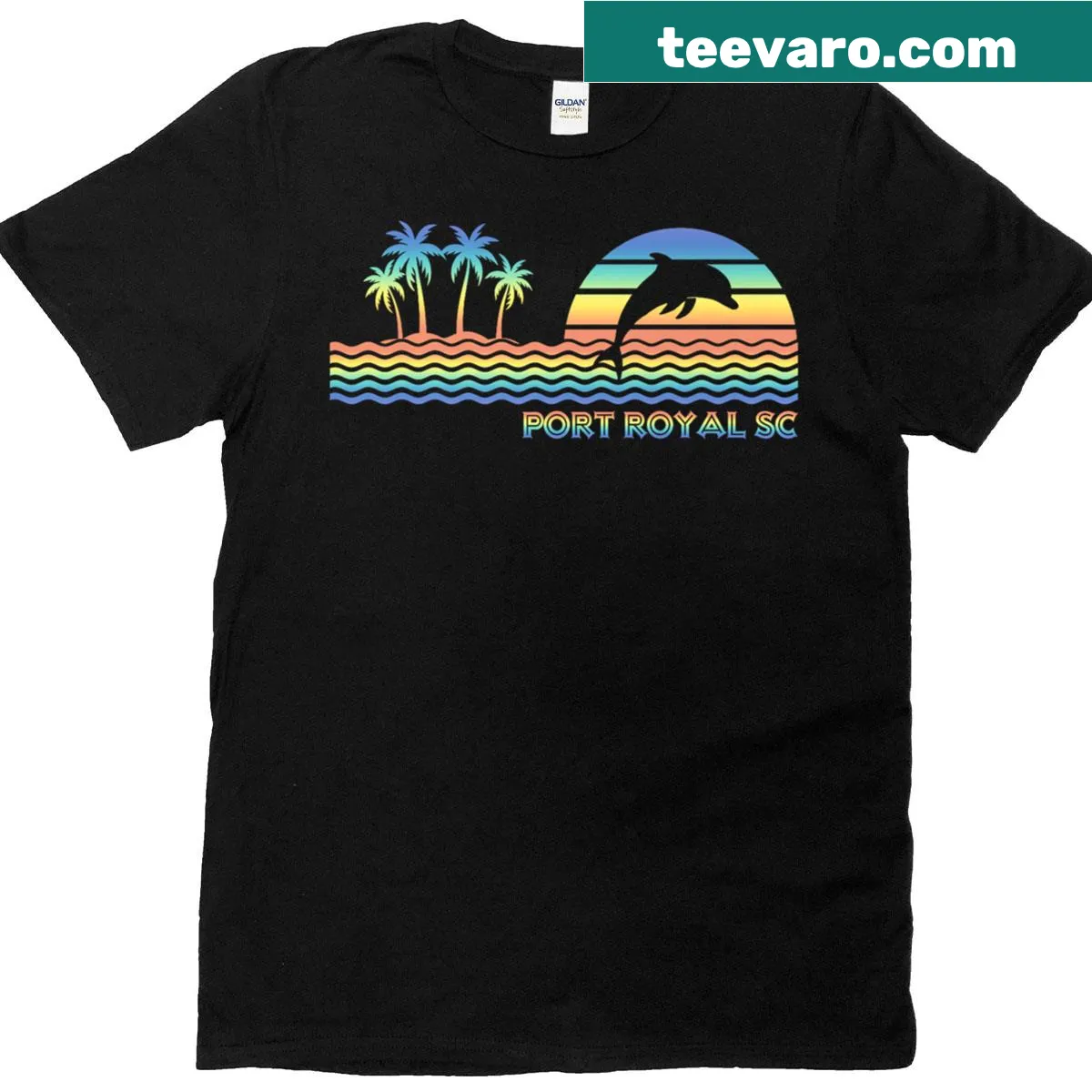 Retro T-shirt for dolphin lovers with a vintage Port Royal design — on a men's t-shirt