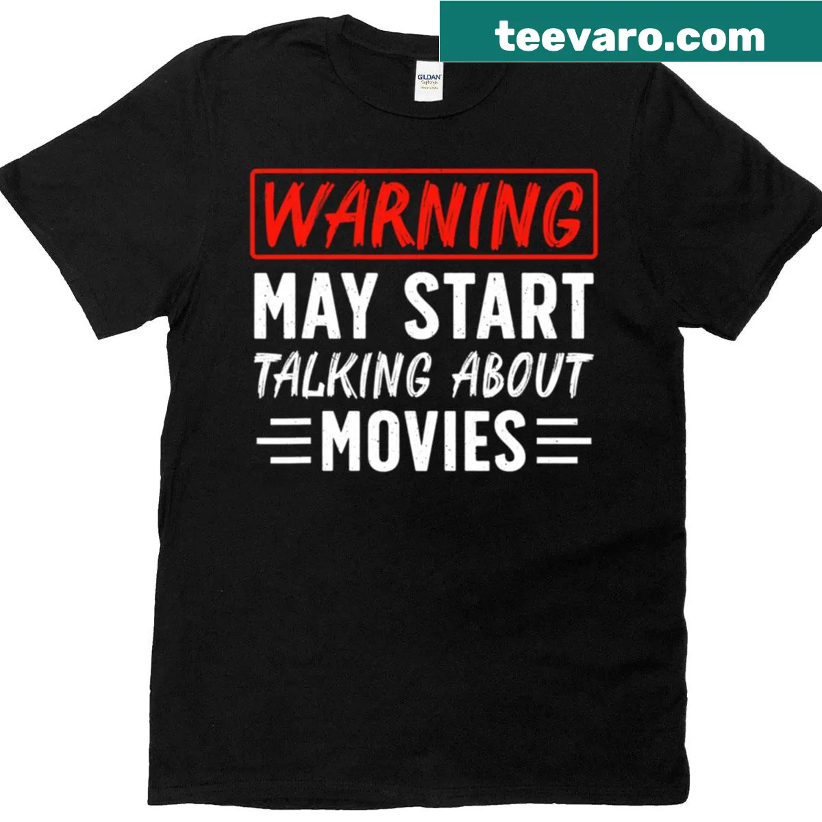 Humorous T-shirt warning about talking too much about movies — on a men's t-shirt