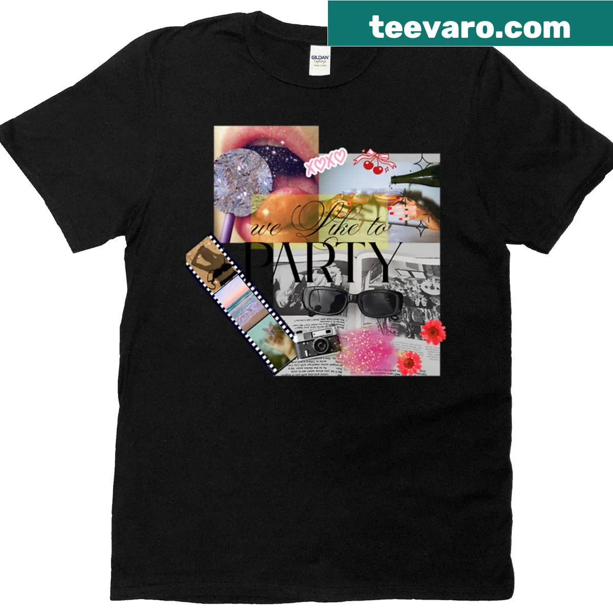 Playful typography shirt celebrating the love for parties. — on a men's t-shirt