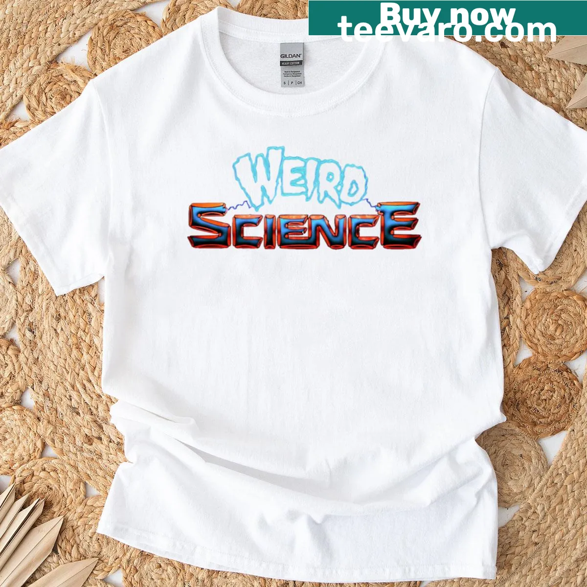 Vintage-style t-shirt with a graphic celebrating Weird Science — on a men's t-shirt