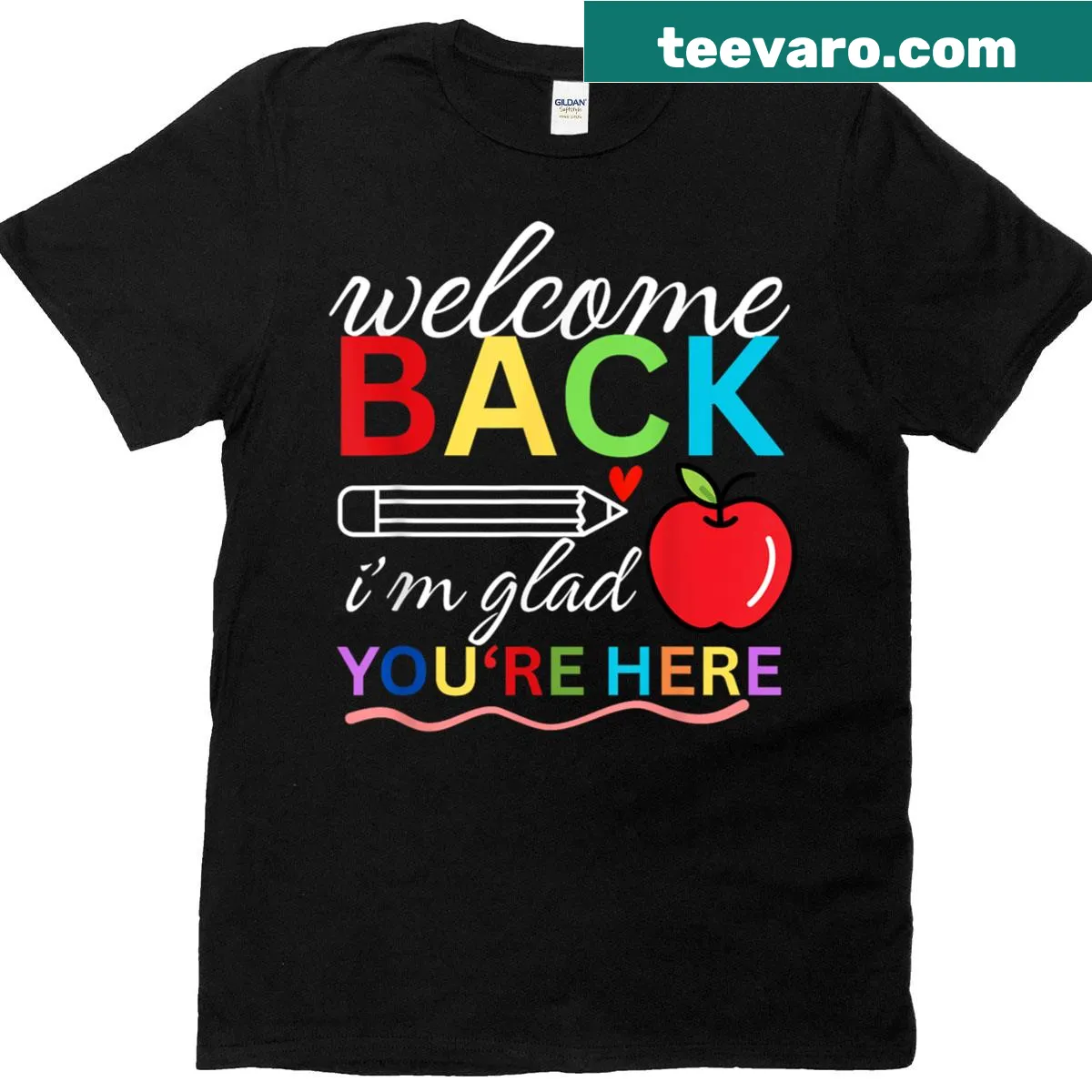 Illustrative welcome message for teachers on a t-shirt — on a men's t-shirt